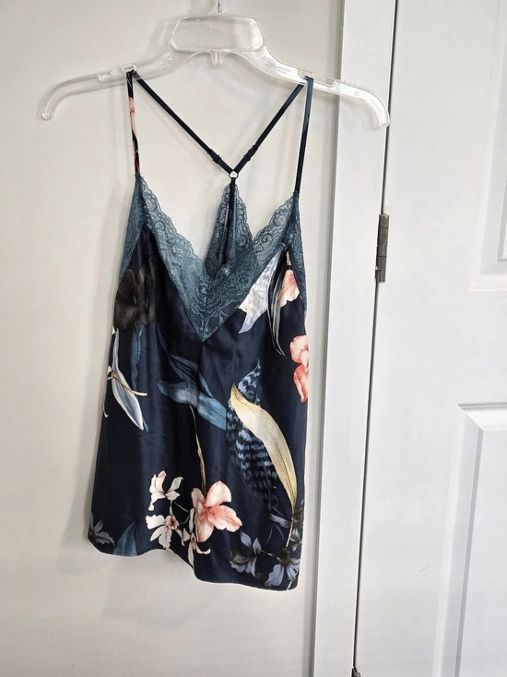 Lina Donatella DSh1140 Floral Lace Camisole in Blue & Pink Size Medium NWT